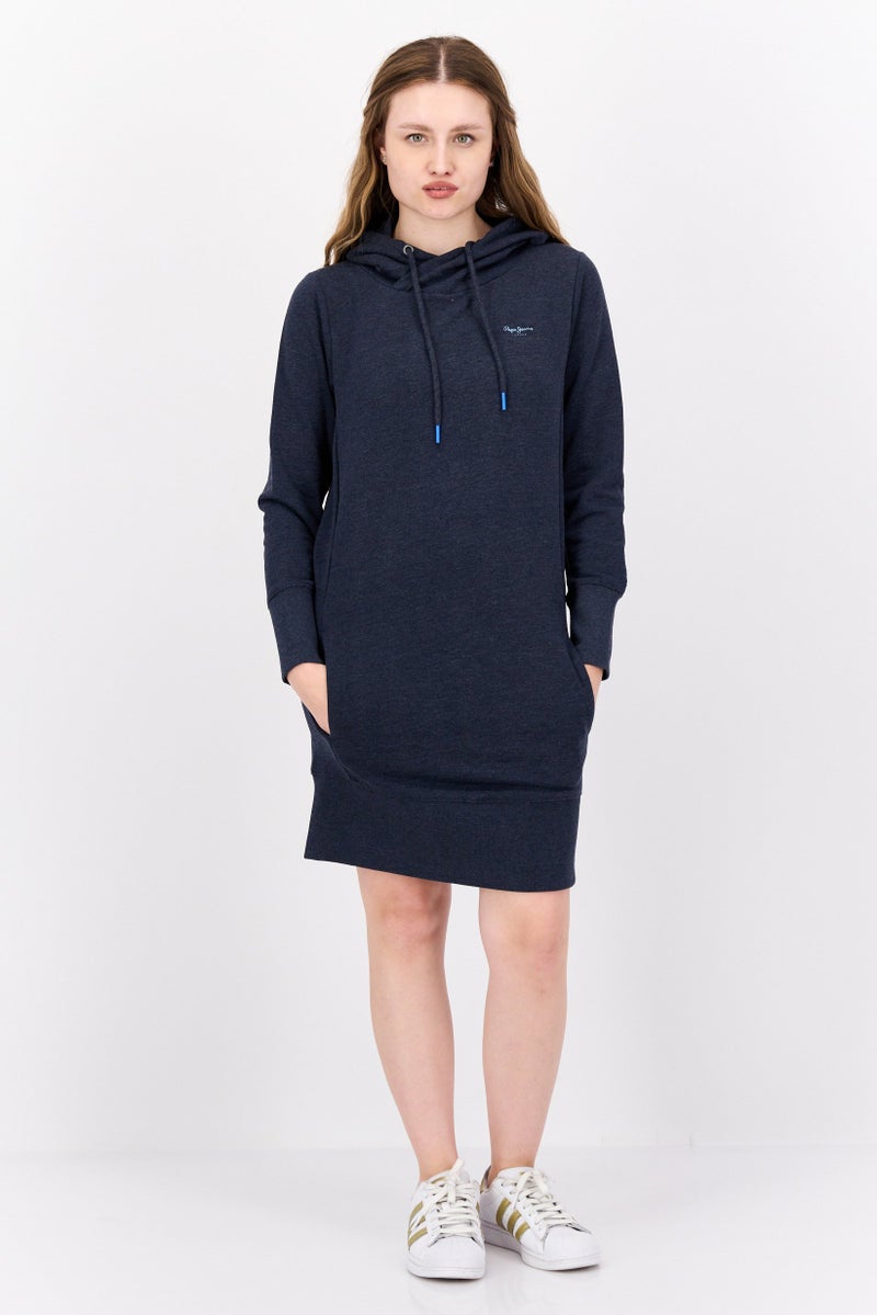 Pepe Jeans Women Brand Logo Hooded Sweater Dress, Dark Grey - Image 4