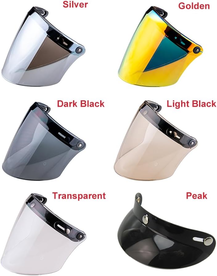 VCOROS Universal 3-Snap Flip Up Visor Shield Lens for Retro Open Face Motorcycle Helmet(Light Black) - Image 3