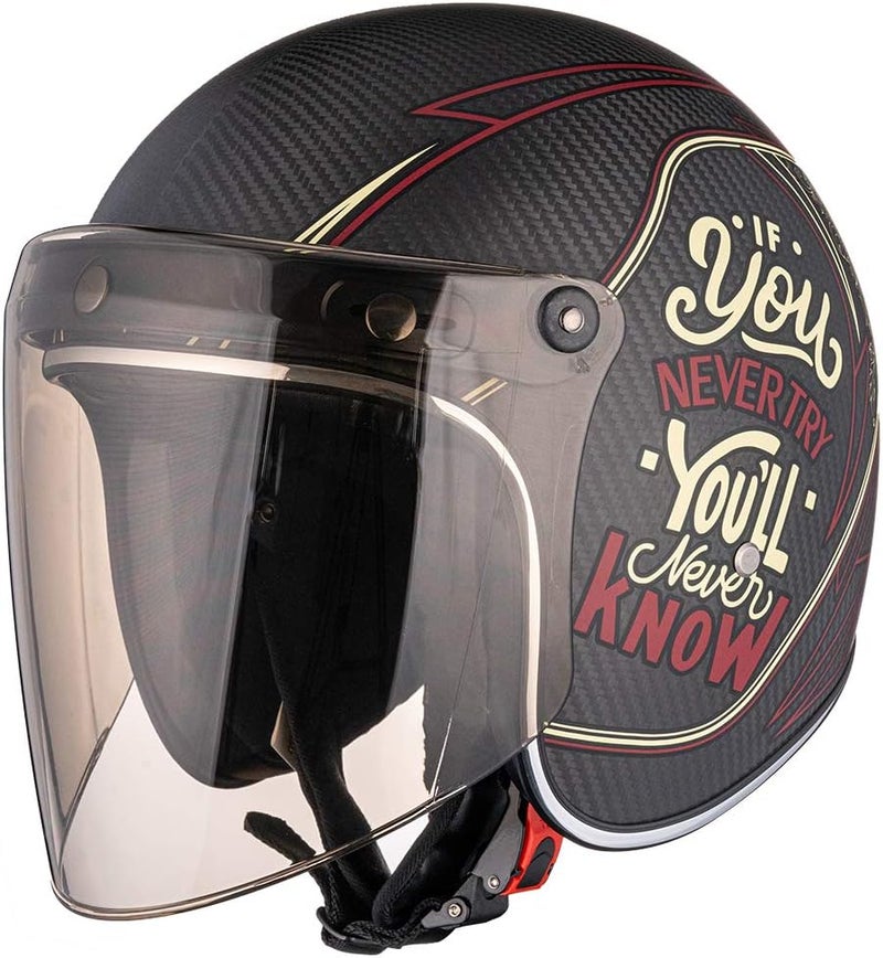 VCOROS Universal 3-Snap Flip Up Visor Shield Lens for Retro Open Face Motorcycle Helmet(Light Black) - Image 5