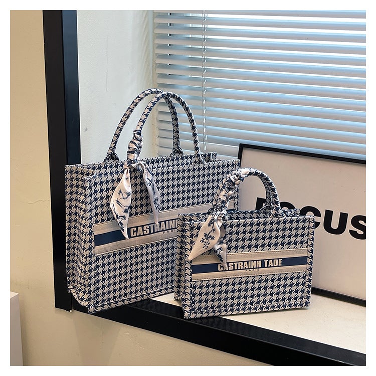 Houndstooth Tote Bag Women'S Handbag Handbag Commuter Bag Mom Bag Fashionable And Versatile - Image 1