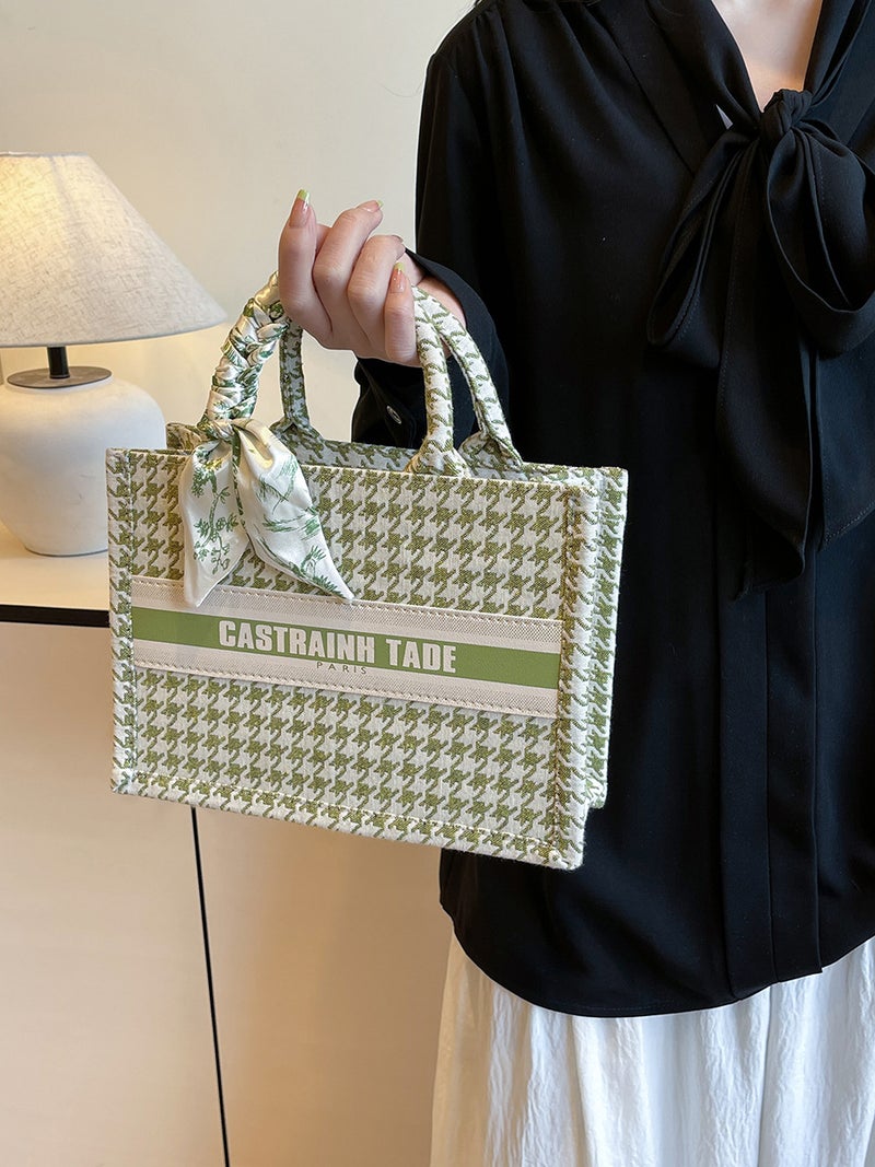 Houndstooth Tote Bag Women'S Handbag Handbag Commuter Bag Mom Bag Fashionable And Versatile - Image 2