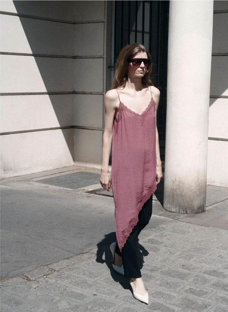 Asymmetric Lace Camisole Top