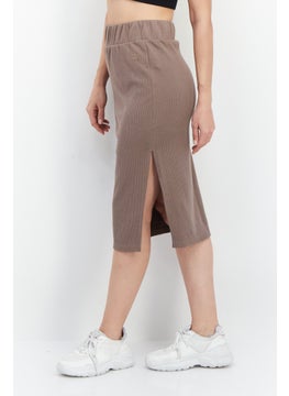 adidas Originals Women Sportswear Fit Ribbed Midi Skirt, Taupe  - Image 3