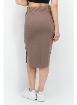 adidas Originals Women Sportswear Fit Ribbed Midi Skirt, Taupe  - Image 2