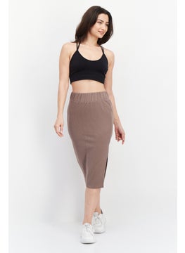 adidas Originals Women Sportswear Fit Ribbed Midi Skirt, Taupe  - Image 4