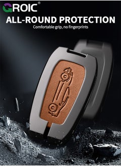 GROIC For Toyota Key Fob Cover with Genuine Leather Keychain, Zinc Alloy Car Key Shell Case for Various Toyota Models, Full Cover Protection Smart Remote Car Key Holder Key Cove (C)  - Image 4