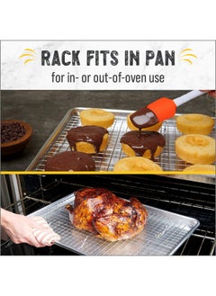 Checkered Chef Baking Sheets For Oven Half Sheet Pan With Stainless Steel Wire Rack Set 1Pack Easy Clean Cookie Sheets Aluminum Bakeware  - Image 4