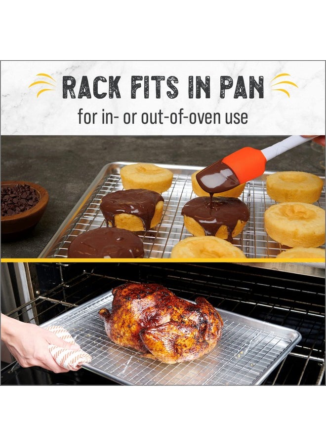 Checkered Chef - Baking Sheets For Oven Half Sheet Pan With Stainless Steel Wire Rack Set 1Pack Easy Clean Cookie Sheets Aluminum Bakeware - Image 1