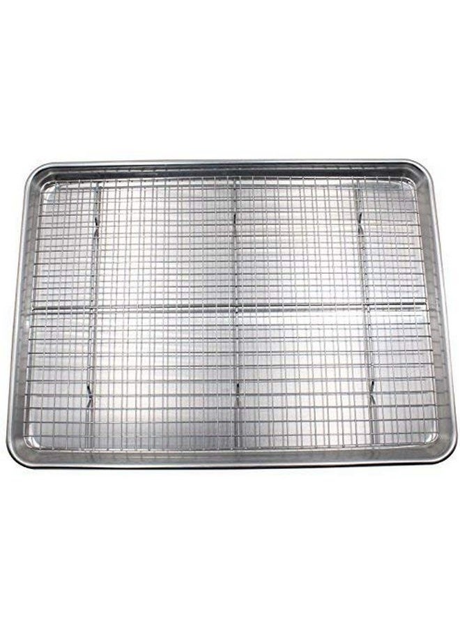 Checkered Chef - Baking Sheets For Oven Half Sheet Pan With Stainless Steel Wire Rack Set 1Pack Easy Clean Cookie Sheets Aluminum Bakeware - Image 1