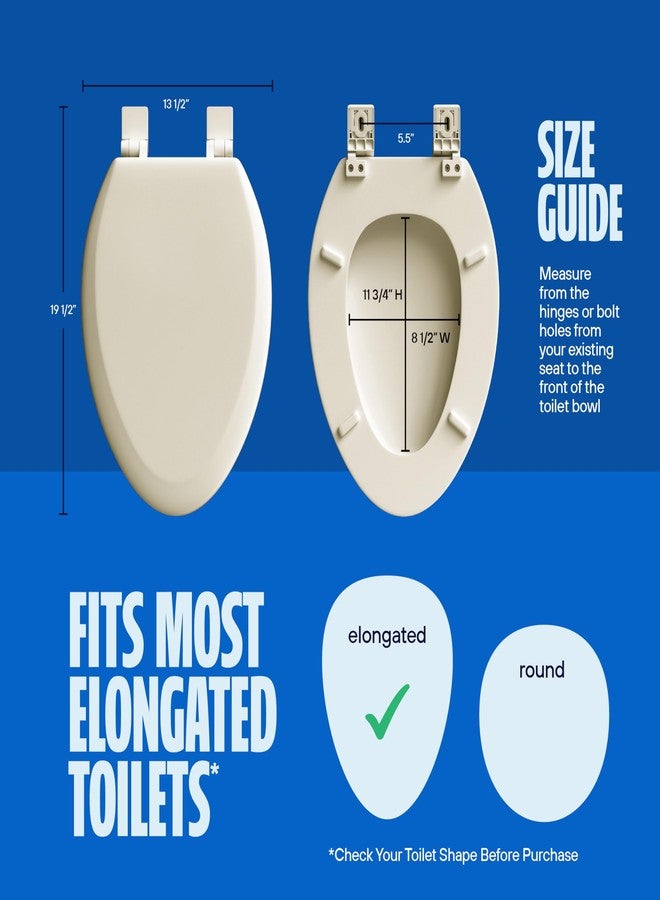 Highcraft B4TSWE Elongated Molded Wood Toilet Seat Slow Close ? Easy Remove ? Adjustable Hinge, Bone - Image 5