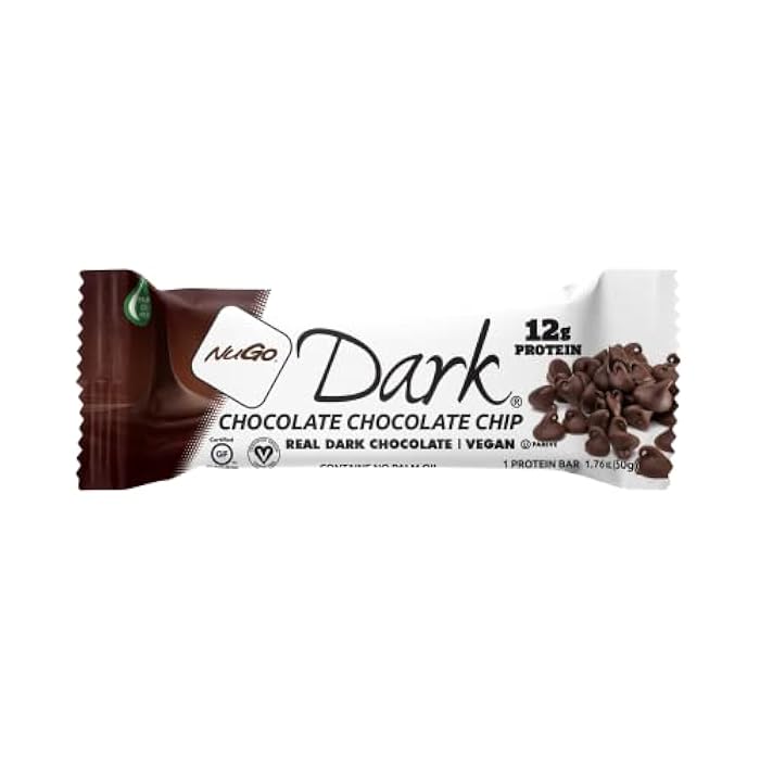 NuGo Dark Chocolate Chocolate Chip, 12g Protein Bar, Vegan, Gluten Free, Non-GMO, Kosher Pareve, 1.76oz Bar - Image 1
