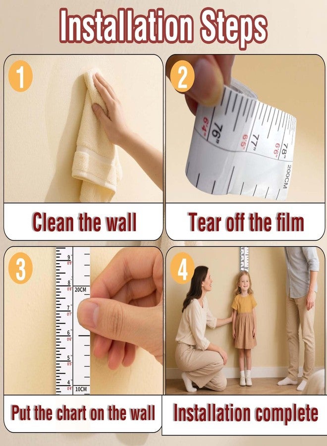 DSCMLIS 2Pack Height Indicator Tape Ruler, Growth Chart Wall, Children's Height Chart, Height Measurement for Living Room, Bedroom, Nursery Decor Room Walls - Image 4