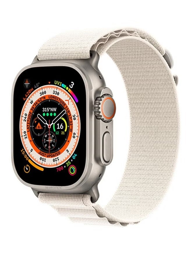 Apple Watch Alpine Loop Band 49mm/45mm/44mm Nylon Woven Sport Strap Compatible with iWatch Series 8/Ultra/7/SE/6/5/4/3/2/1 White - Image 1