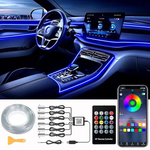 DEHERANE Interior Car LED Strip Lights, RGB 6 in 1 Ambient Lighting Kit with 315 inches Integrated Fiber Optic, 16 Million Colors Car Interior Lights with Wireless APP& Remote Control, Sync to Music - Image 1