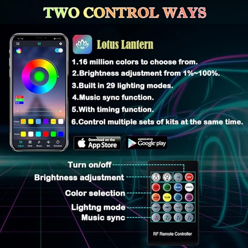 DEHERANE Interior Car LED Strip Lights, RGB 6 in 1 Ambient Lighting Kit with 315 inches Integrated Fiber Optic, 16 Million Colors Car Interior Lights with Wireless APP& Remote Control, Sync to Music - Image 3