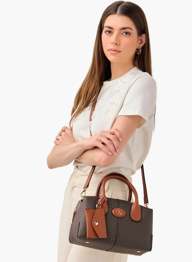 Celeste Monogram Print Tote Bag with Coin Pouch and Zip Closure