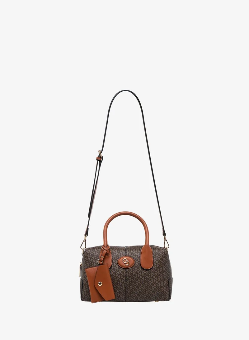 Celeste Monogram Print Tote Bag with Coin Pouch and Zip Closure