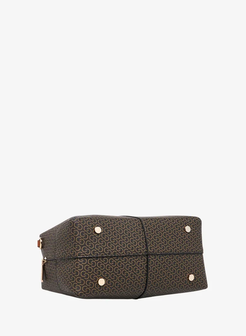 Celeste Monogram Print Tote Bag with Coin Pouch and Zip Closure