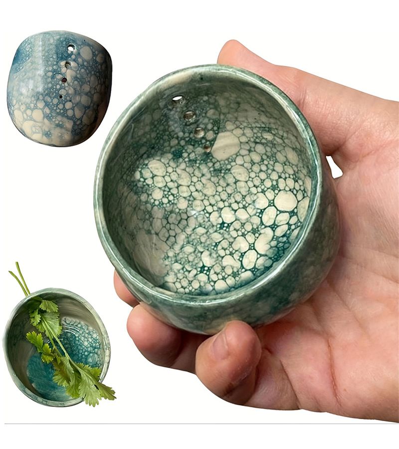 White Pottery Herb Stripper Bowl For Kitchen Stripping - Image 2