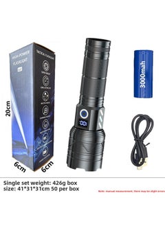 Generic High Power Outdoor Long-range White Laser Flashlight Multi-functional Super Strong Zoom Digital Display Rechargeable Hand Torch-Product Specifications:A06-A Color Boxed TYPE-C Data Line 26650 Lithium Battery (3000mah)  - Image 1