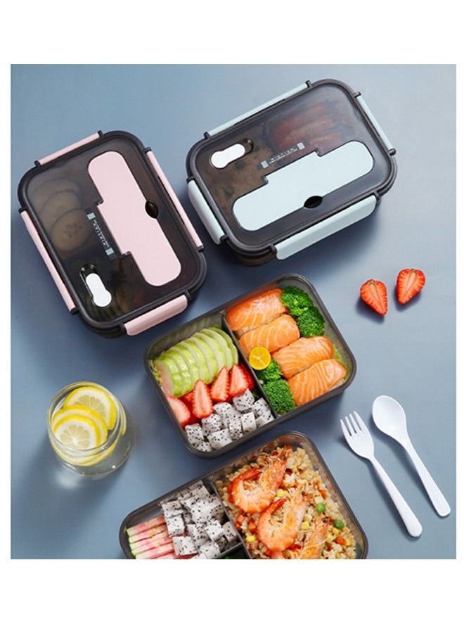 Arabest - Large Capacity Lunch Box - 3 Compartment Lunch Container for Adults and Children, Food Grade Plastic Lunch Box with Spoon and Fork - Image 1