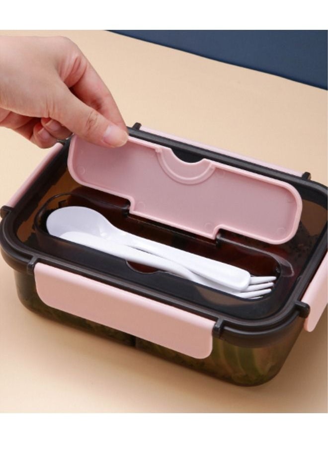 Arabest - Large Capacity Lunch Box - 3 Compartment Lunch Container for Adults and Children, Food Grade Plastic Lunch Box with Spoon and Fork - Image 1