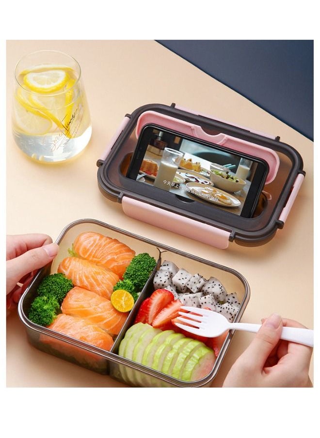 Arabest - Large Capacity Lunch Box - 3 Compartment Lunch Container for Adults and Children, Food Grade Plastic Lunch Box with Spoon and Fork - Image 1