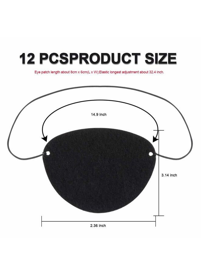 YGDZ Eye Patch, 12pcs Soft Felt Eye Patches for Adults Kids, Adjustable Single Eye Mask for Lazy Eye, Black - Image 5