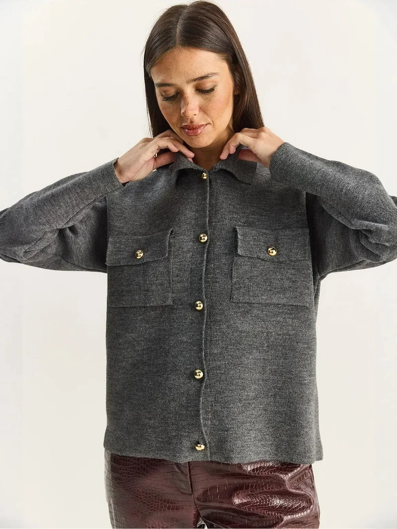 LUCCI Polo Collar Cardigan