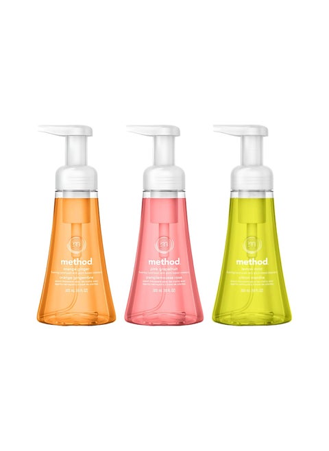 Method Foam Hand Soap Variety 1 Lemon Mint 1 Pink Grapefruit 1 Orange Ginger 10 oz each 3 Count Variety Pack