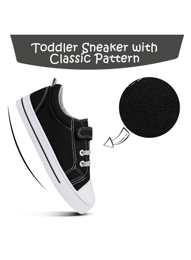 K KomForme Toddler Shoes Boys Girls Canvas Sneakers Size 4-13 A-Black - Image 3