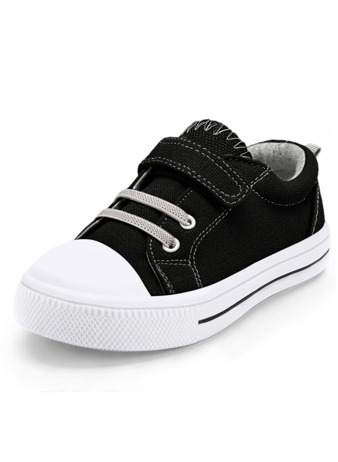 K KomForme Toddler Shoes Boys Girls Canvas Sneakers Size 4-13 A-Black - Image 1