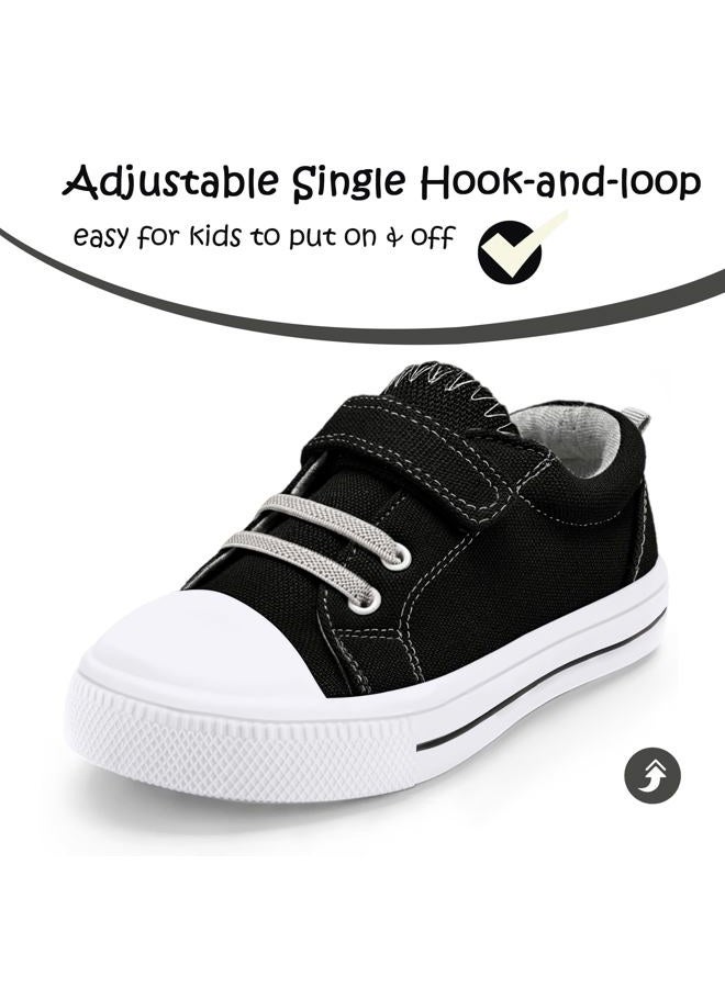 K KomForme Toddler Shoes Boys Girls Canvas Sneakers Size 4-13 A-Black - Image 2