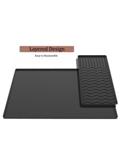 Generic Silicone Coffee Mat with Raised Edges, 61 x 40cm Anti-Slip Coffee Maker Mat for Countertops, Multi-Use Coffee Bar Mat, Dish Drying Mat for Kitchen Cortopsunte,Coffee Bar Accessories,Removable Tray  - Image 3