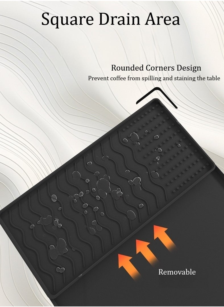 Generic - Silicone Coffee Mat with Raised Edges, 61 x 40cm Anti-Slip Coffee Maker Mat for Countertops, Multi-Use Coffee Bar Mat, Dish Drying Mat for Kitchen Cortopsunte,Coffee Bar Accessories,Removable Tray - Image 1