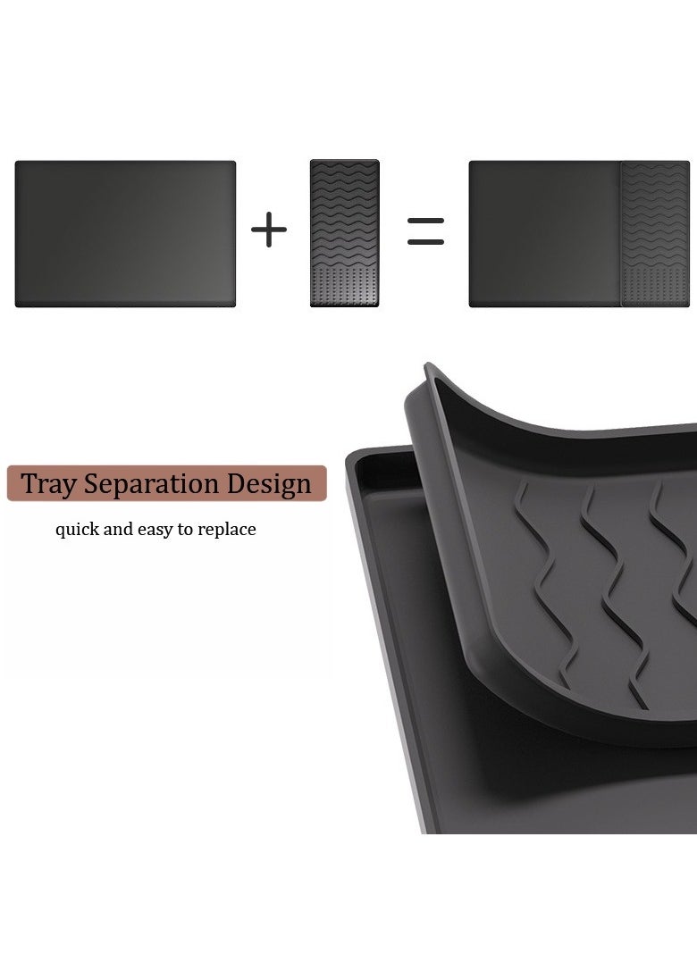 Generic - Silicone Coffee Mat with Raised Edges, 61 x 40cm Anti-Slip Coffee Maker Mat for Countertops, Multi-Use Coffee Bar Mat, Dish Drying Mat for Kitchen Cortopsunte,Coffee Bar Accessories,Removable Tray - Image 1