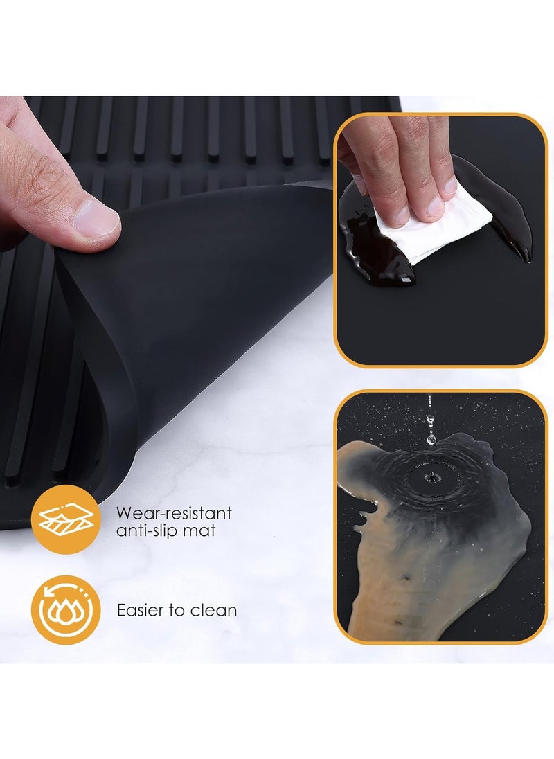 Generic - Silicone Coffee Mat with Raised Edges, 61 x 40cm Anti-Slip Coffee Maker Mat for Countertops, Multi-Use Coffee Bar Mat, Dish Drying Mat for Kitchen Cortopsunte,Coffee Bar Accessories,Removable Tray - Image 1