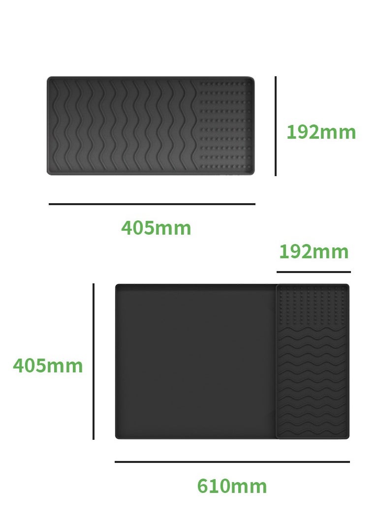 Generic - Silicone Coffee Mat with Raised Edges, 61 x 40cm Anti-Slip Coffee Maker Mat for Countertops, Multi-Use Coffee Bar Mat, Dish Drying Mat for Kitchen Cortopsunte,Coffee Bar Accessories,Removable Tray - Image 1