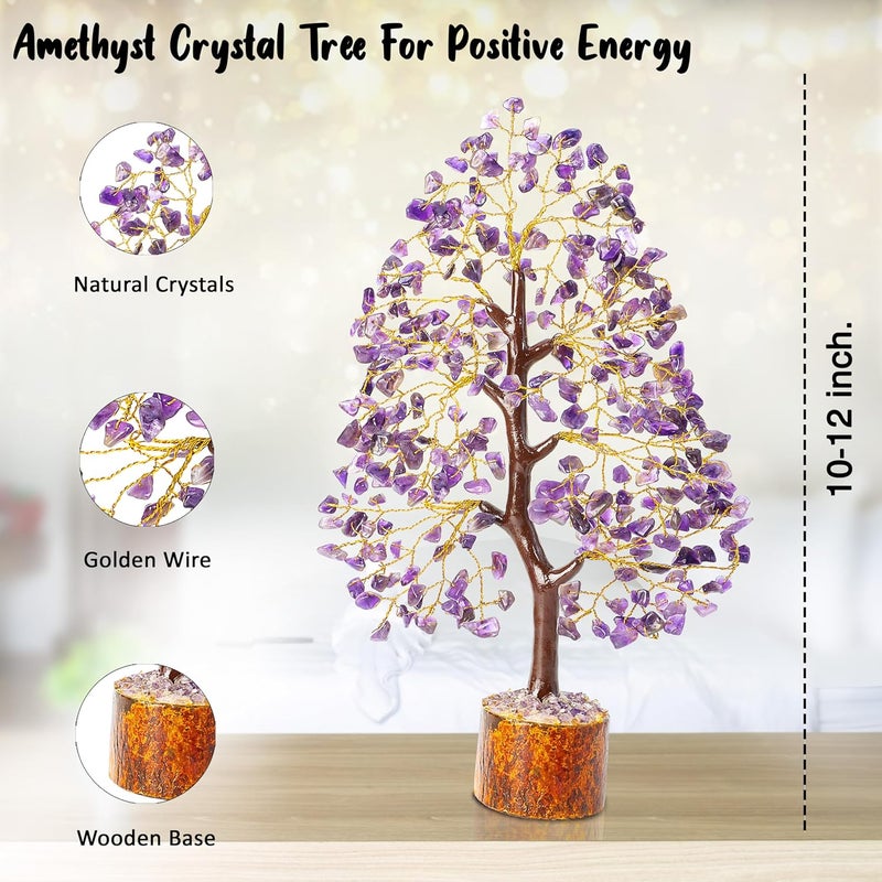 Crocon Amethyst Chakra Tree of Life - Crystal Tree for Positive Energy, Feng Shui Decor - Handmade Gemstone Tree, Good Luck Money Bonsai, Purple Healing Crystals, Meditation Stone, Spiritual Mystical Gift - Image 3