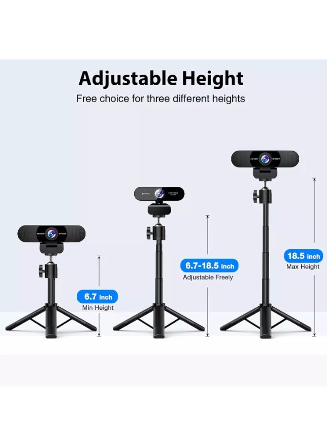 eMeet Webcam Tripod, Professional Webcam Mini Tripod, Adjustable Heights with 360° Swivel Head, Portable&Lightweight, Stable Use, Universal Compatible for Most Webcams/Phones/GoPros/Mirrorless Cameras - Image 3
