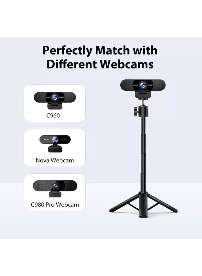 eMeet Webcam Tripod, Professional Webcam Mini Tripod, Adjustable Heights with 360° Swivel Head, Portable&Lightweight, Stable Use, Universal Compatible for Most Webcams/Phones/GoPros/Mirrorless Cameras - Image 4