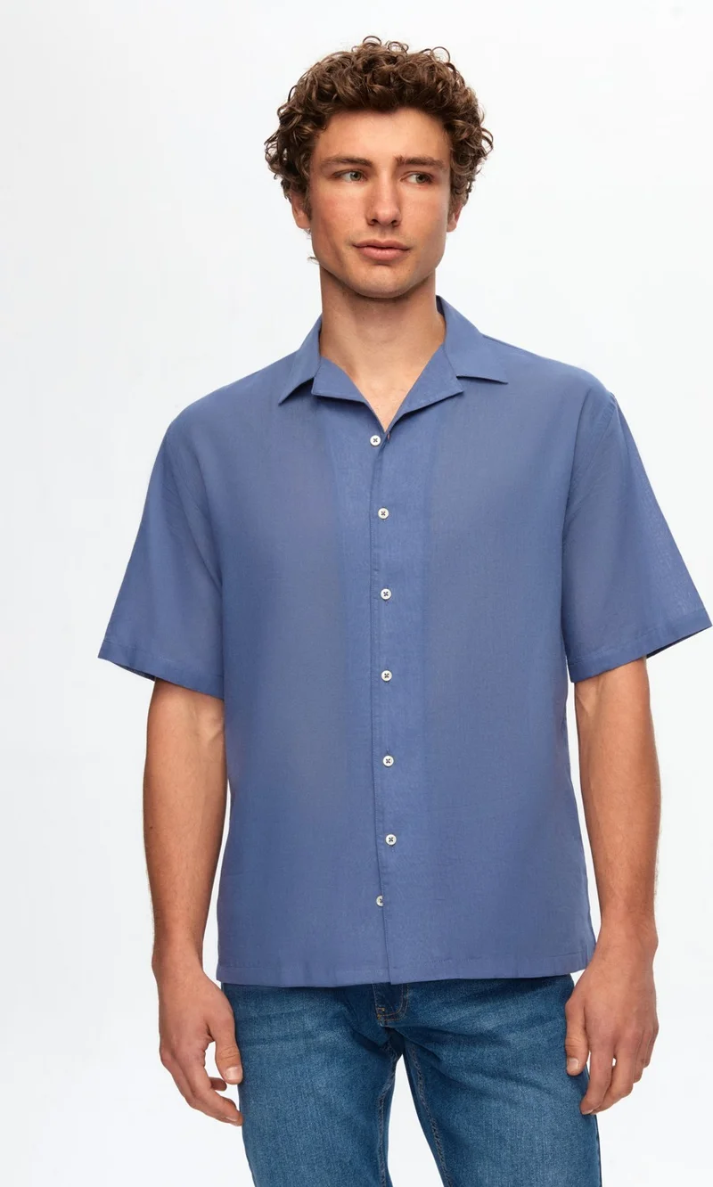 D'S DAMAT Relaxed Indigo Plain 100% Cotton Shirt 0HC02ORT02313