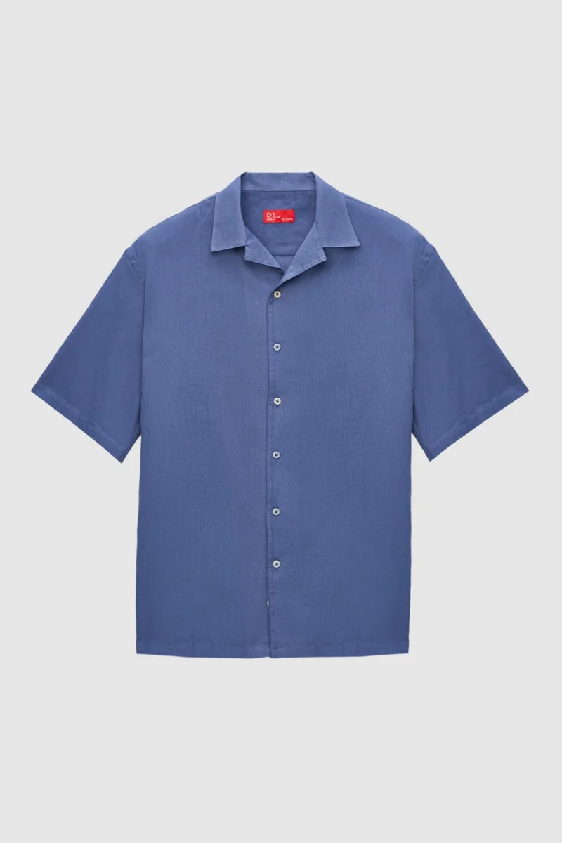 D'S DAMAT Relaxed Indigo Plain 100% Cotton Shirt 0HC02ORT02313
