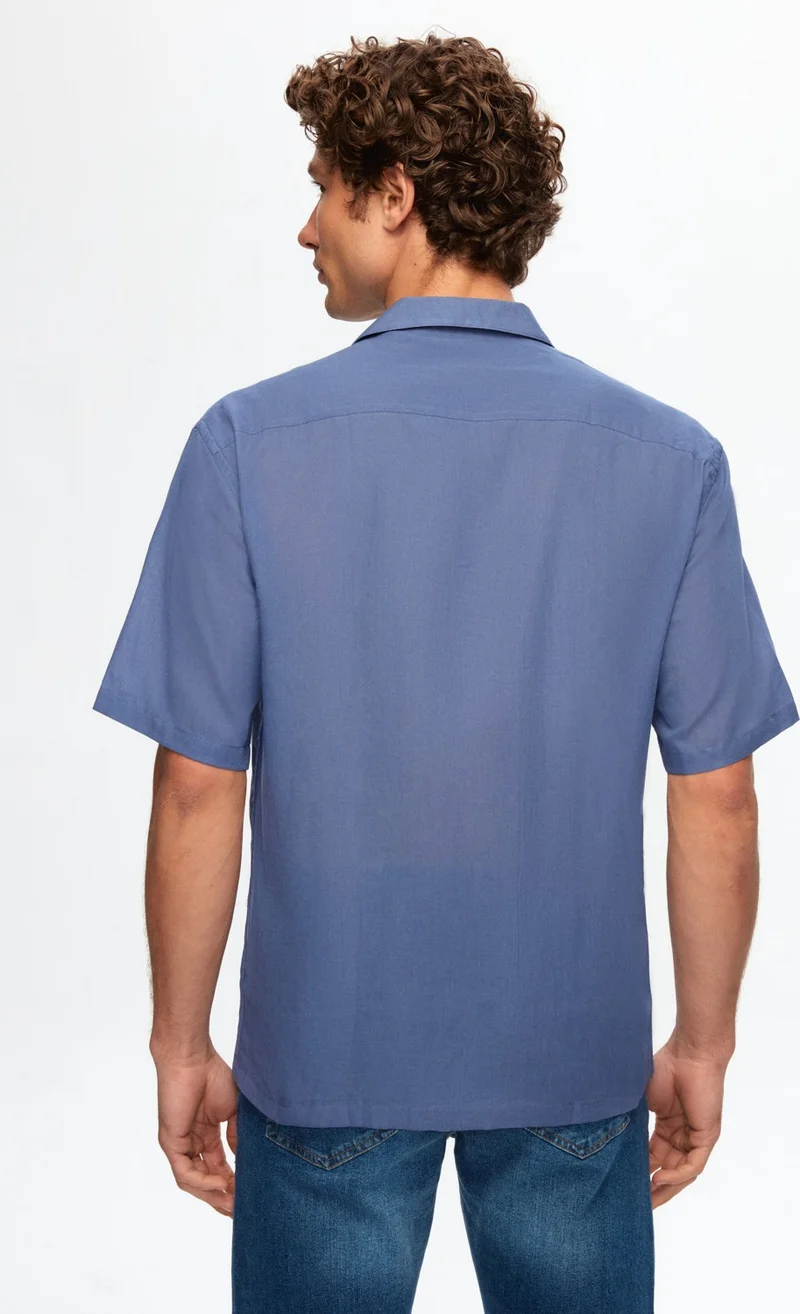 D'S DAMAT Relaxed Indigo Plain 100% Cotton Shirt 0HC02ORT02313
