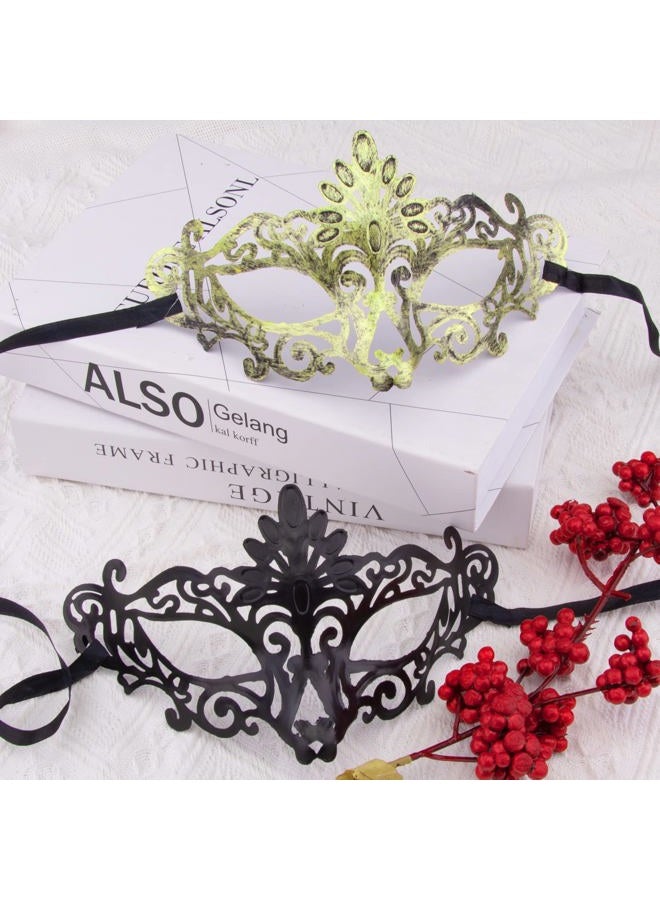FEQO 48-Piece Vintage Antique Masquerade Masks - Fox, Arrows, Peacock & Little Miss Designs - Black, Gold, Silver & Copper - Adults & Couples - Unisex Adult & Women - Image 3
