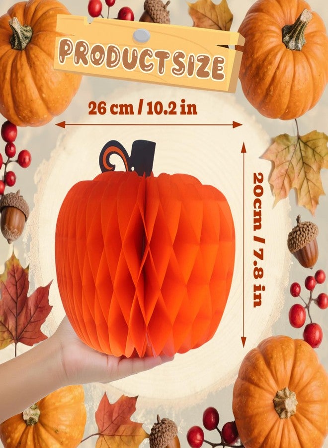 Muswarm 3PCS Thanksgiving Party Centerpiece, Paper Pumpkins and Turkey Decorations for Tables, Fall Honeycomb Decor Accessories for Autumn Harvest Festival(6 Pumpkins) - Image 3