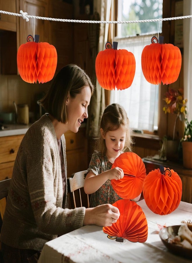 Muswarm 3PCS Thanksgiving Party Centerpiece, Paper Pumpkins and Turkey Decorations for Tables, Fall Honeycomb Decor Accessories for Autumn Harvest Festival(6 Pumpkins) - Image 5