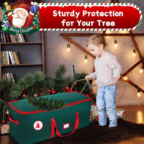 NVRGIUP Large Christmas Tree Storage Bag, Fits Up to 7.5 ft Artificial Disassembled Trees with Durable Handles, Sleek Dual Zipper & Tag Card, Waterproof Tear-proof Holiday Xmas Bags Box for Years Use - Image 3