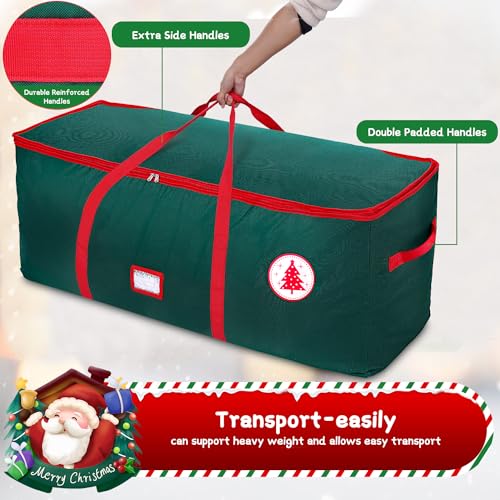 NVRGIUP Large Christmas Tree Storage Bag, Fits Up to 7.5 ft Artificial Disassembled Trees with Durable Handles, Sleek Dual Zipper & Tag Card, Waterproof Tear-proof Holiday Xmas Bags Box for Years Use - Image 4