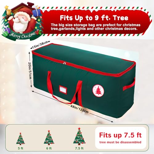 NVRGIUP Large Christmas Tree Storage Bag, Fits Up to 7.5 ft Artificial Disassembled Trees with Durable Handles, Sleek Dual Zipper & Tag Card, Waterproof Tear-proof Holiday Xmas Bags Box for Years Use - Image 2